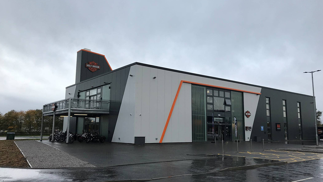 The three separate buildings house the latest and most beautiful motorcycles from the Harley-Davidson, Triumph and Ducati brands.